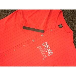 Chicago Bulls Jersey XL Red‎ Black Pinstripe Button Up Baseball Shirt NBA Jordan